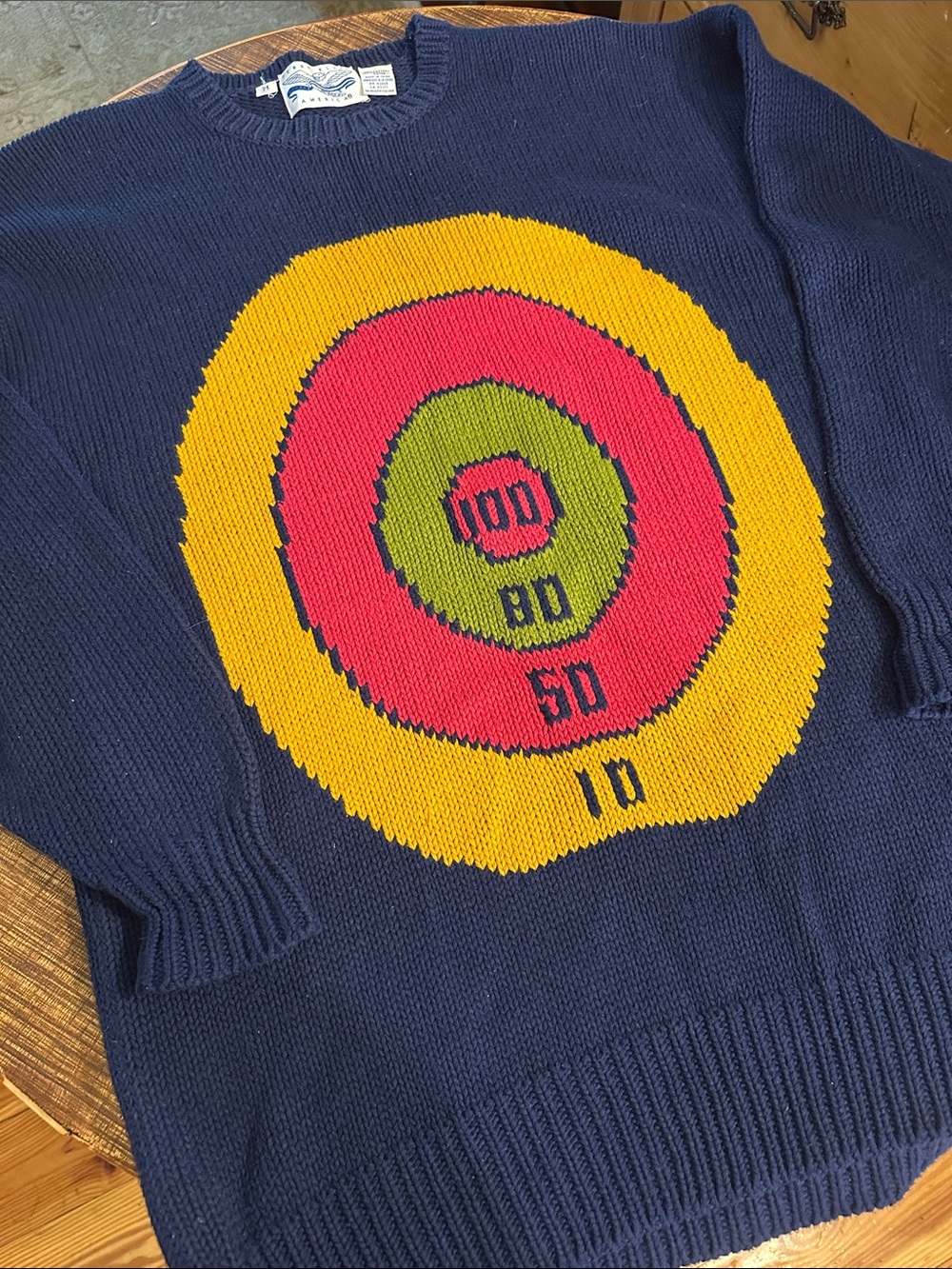 Perry ELLIS vintage 80s cotton skeeball long soft sweater. unisex. - Picture 1 of 4